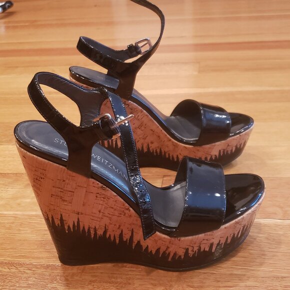 UNIQUE Stuart Weitzman platform patent leather sandals - Picture 1 of 5